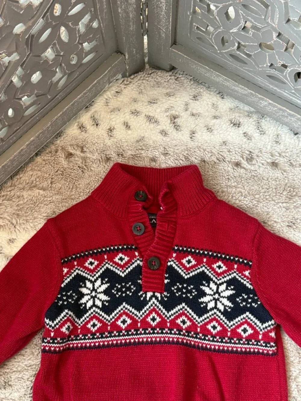 The Children's Place half zip sweater baby boys 18-24 months snowflake winter